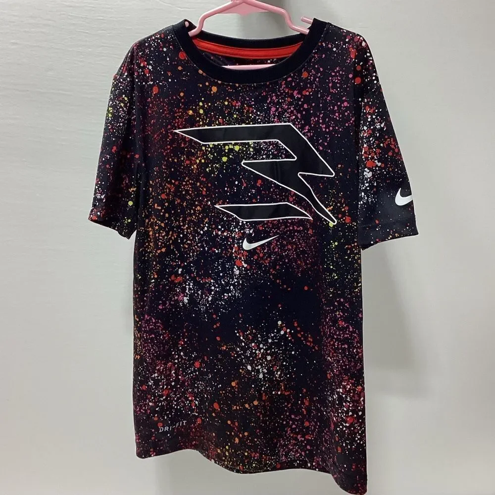 Nike Sports Shirt Medium Youth Ages 10-12 Nike Running Shirt Black  speckled